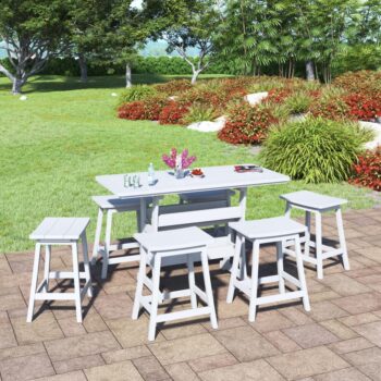Oceanview 6 Seat Outdoor Counter Height Table Patio Set - Poly Lumber
