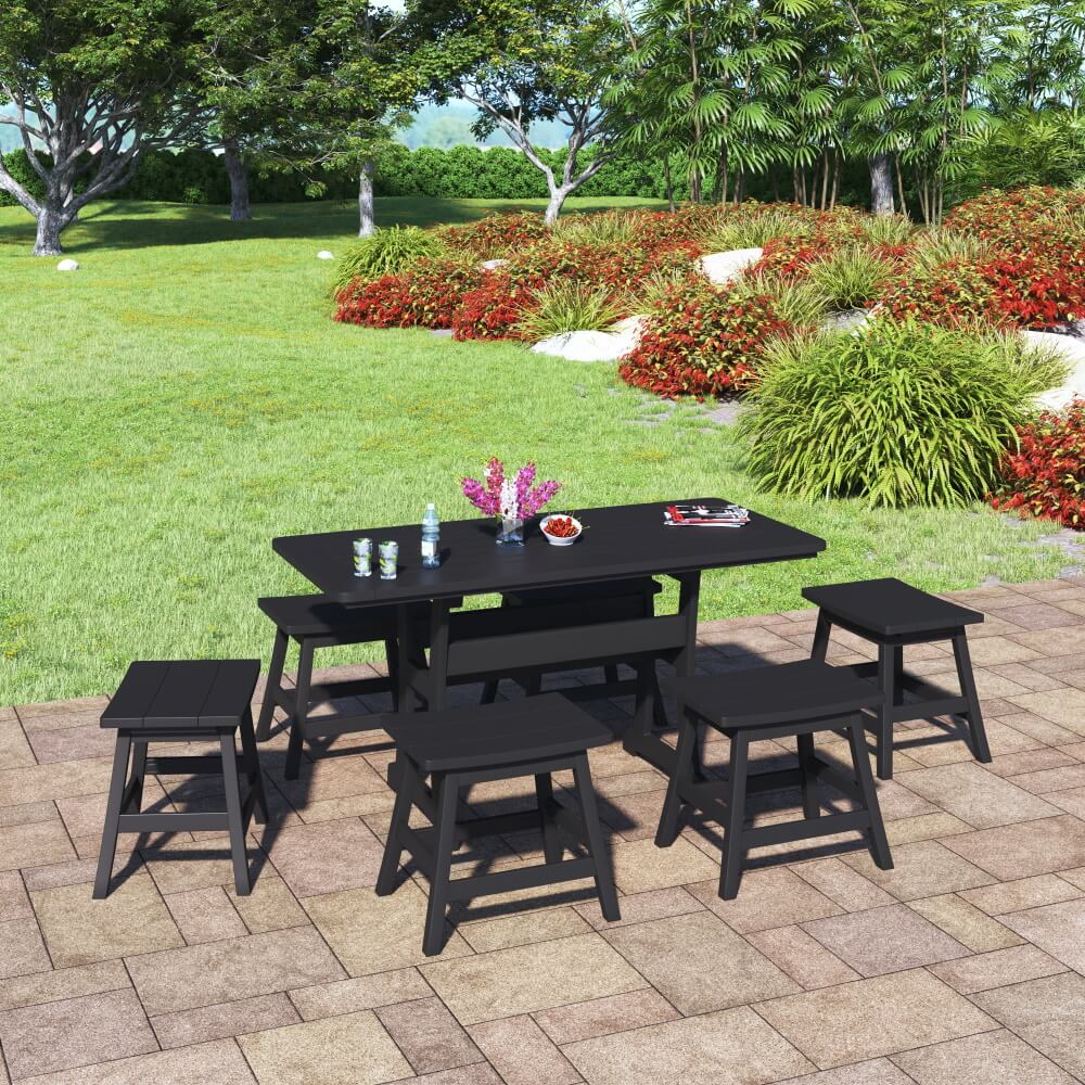 Oceanview 6 Seat Outdoor Dining Height Table Patio Set - Poly Lumber