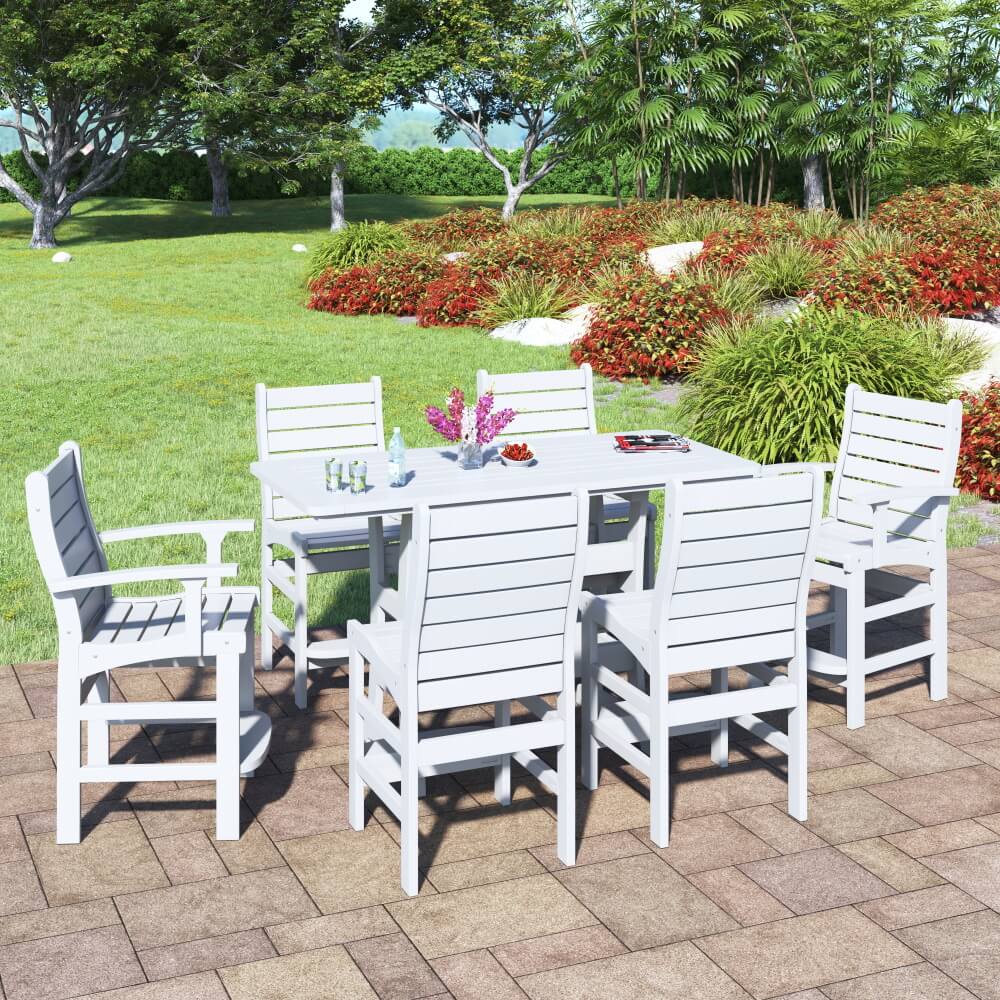 Oceanview 6 Seat Outdoor Counter Height Table Patio Set - Poly Lumber