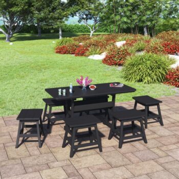 Oceanview 6 Seat Outdoor Dining Height Table Patio Set - Poly Lumber