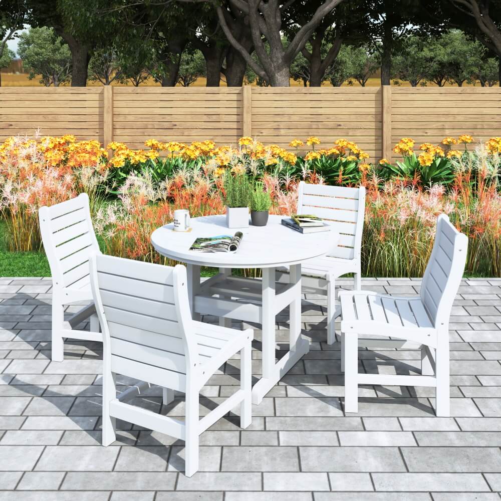Oceanview 4 Seat Outdoor 42" Round Dining Height Table Patio Set - Poly Lumber
