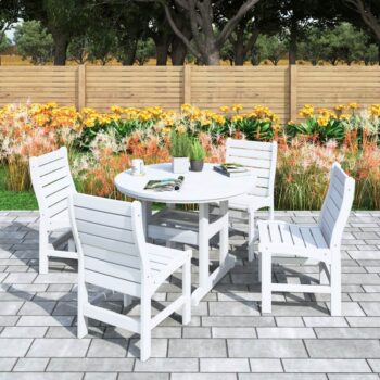 Oceanview 4 Seat Outdoor 42" Round Dining Height Table Patio Set - Poly Lumber