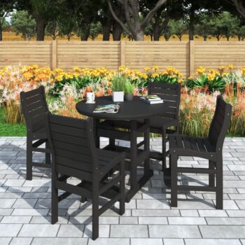 Oceanview 4 Seat Outdoor 42" Round Counter Height Table Patio Set - Poly Lumber